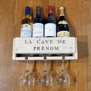 porte bouteilles + verres personnalisé au prénom